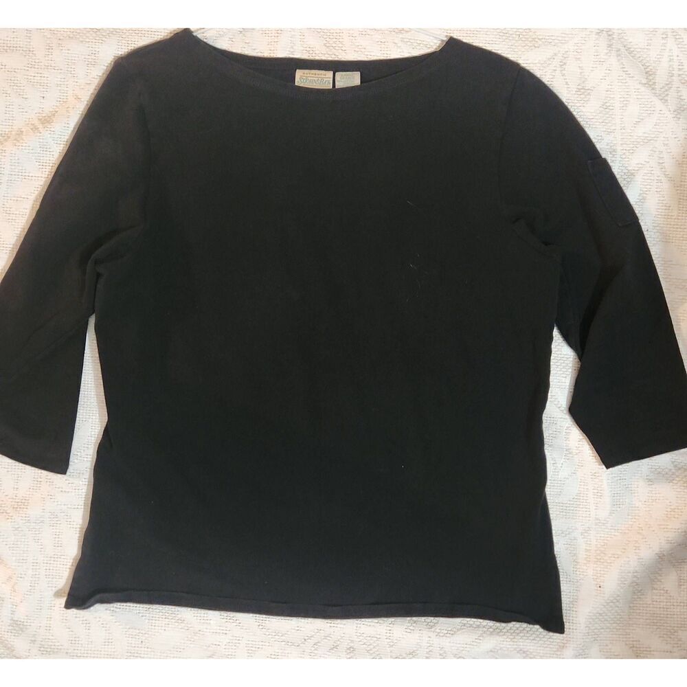 E60 St John's Bay solid black t shirt with round neck and 3/4 length sleeves